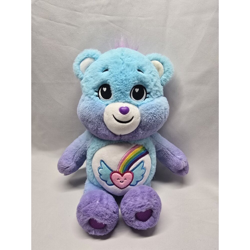 Care Bears Dream Bright Bear 2021 Plush Blue Purple Rainbow Heart 14" Stuffed